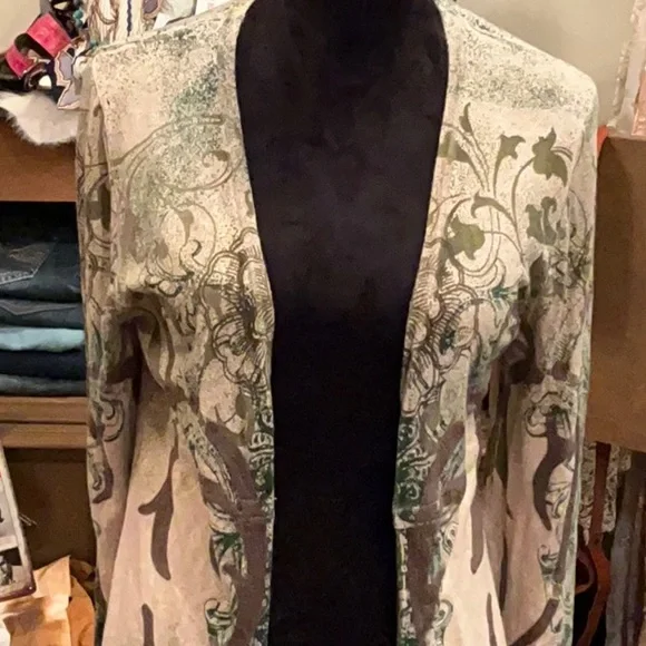 Stetson Green and Cream Cardigan - Picture 2 of 4